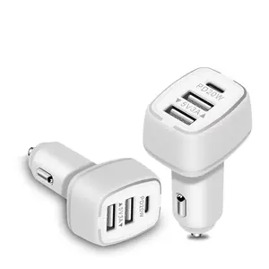 Factory low price Certified fireproof Type c 2 Usb a QC 3.0 3 port Pocket Size Car Charger for phone