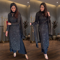 Dernière collection de costumes de luxe en satin de soie Shalwat Nouveau créateur Robe de festival Salwar Kameez indienne pakistanaise personnalisable