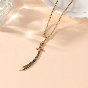 Collana con Ciondolo Personalizzato a Forma di Spada Scimitar Zulfiqar in Acciaio Inossidabile, Gioielli Islamici <span class=keywords><strong>Ali</strong></span> Shia Corano, Vendita all'Ingrosso - Product Image 3