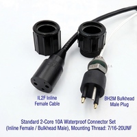Connecteur sous-marin étanche HYSF SUBSEA IL2F standard 2 broches femelle en ligne 10A en aluminium et acier inoxydable pour câble sous-marin