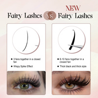 Comango Nouvelles extensions de cils Fairy Lashes effet mouillé, naturelles, courbure C/D/LU, effet wispy et pointus, mix 8-15mm, pour Anime Cosplay, faux cils