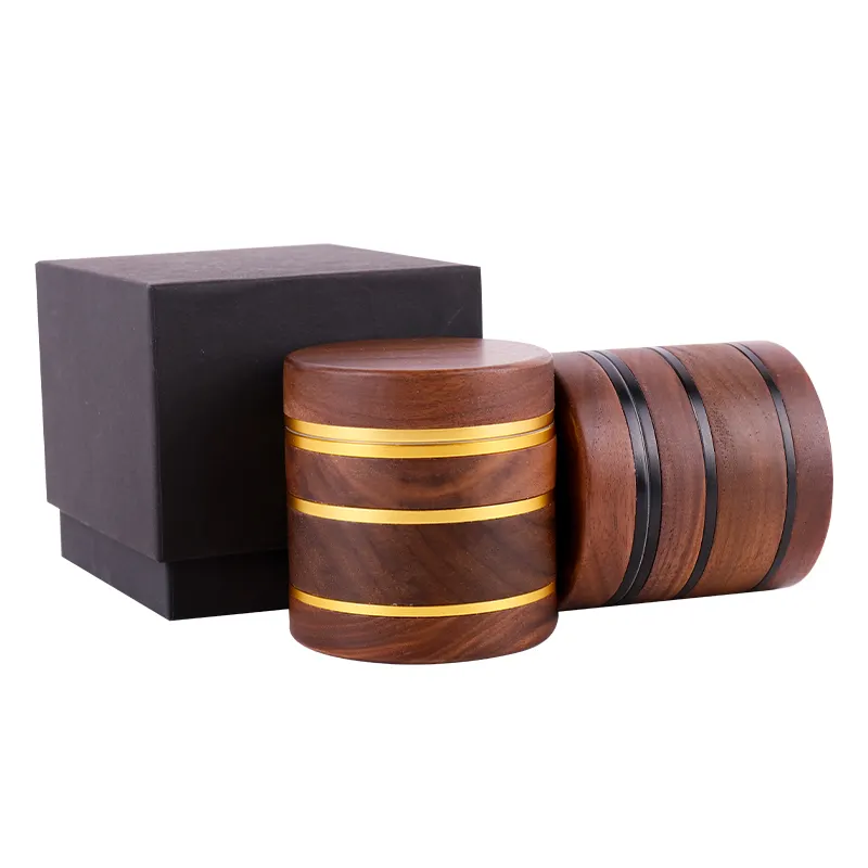 LENS Wholesale Luxury Wood Aluminum Alloy Herb Grinder with Gift Box