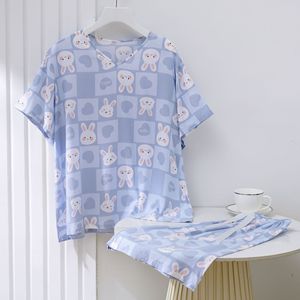 <span class=keywords><strong>Pyjama</strong></span> d'été grande taille pour femmes haut en tissu viscose avec col en v ample taille élastique tissé imprimé conception confortable <span class=keywords><strong>pyjama</strong></span> en rayonne - Product Image 6