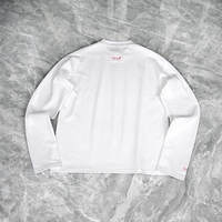 T-shirt en coton blanc à manches longues, surdimensionné, de haute qualité, avec impression de logo personnalisée