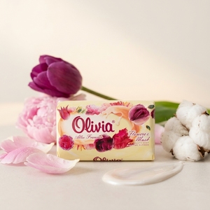 Mallow Scented Moisturizing Bar <b>Soap</b> with Glycerin Lanolin and Vitamins A and E for Hand and Body Care 90 g Olivia - Product Image 2