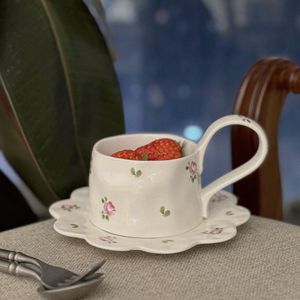 Vintage French Rose Floral Ceramic Coffee Mug and Saucer Set Reusable Dishwasher & Microwave Safe Gift Box Packaging - Product Image 3