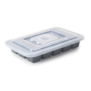 Vassoio per cubetti di ghiaccio con coperchio per conservazione nel congelatore, 12 cavità - Product Image 1