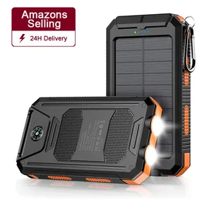 Amazonas Trending Energia Solar Banco 20000mAh Bateria Externa Dupla Super Brilhante Lanterna Bússola Painel Solar Powerbank