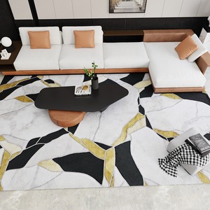 พรมปูพื้นห้องนั่งเล่นสีเหลืองไอศกรีมสีดำ - Product Image 2