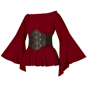 <span class=keywords><strong>Camisa</strong></span> Renacentista para <span class=keywords><strong>Mujer</strong></span>, Vestido para Espectáculo, <span class=keywords><strong>Camisa</strong></span> <span class=keywords><strong>Pirata</strong></span> Bohemia <span class=keywords><strong>de</strong></span> Manga Larga con Cintura Plisada y Cinturón - Product Image 6