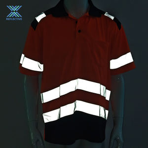 LX 2024 Reflective Class2 Kurzarm-Polos hirt in roter anpassbarer Sicherheits weste mit Übergröße für die Arbeit - Product Image 1