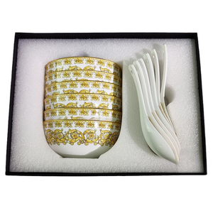 Ensemble de 6 bols à soupe et à riz en porcelaine fine écologique, série minimaliste, avec cuillères, coffret cadeau pour la maison - Product Image 5