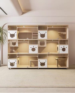 Villa pour chat en bois massif personnalisable de luxe, maison pour animaux de compagnie panoramique extra large - Cage pour chat moderne de luxe et nid pour animaux de compagnie haut de gamme - Product Image 1