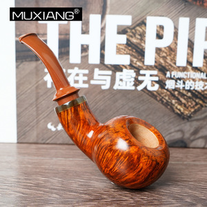 Briarwood Pipe Apple Shape 3mm Bent Type Tobacco Pipe For Men - Product Image 4