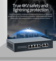 Switch réseau POE actif à boîtier métallique, 6 ports POE, 2 ports RJ45 10/100 Mbps, 1,2 Gbps, prise en charge VLAN, certifié FCC, caméra IP CCTV sans fil