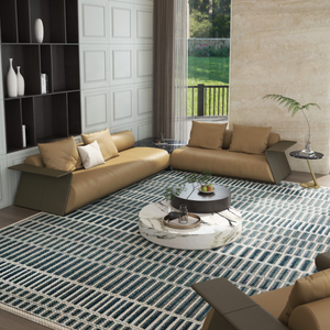 Đồ Nội Thất Chất Lượng Hàng Đầu L Hình Dạng Phòng Khách Sofa Cánh Tay Rộng Da Chính Hãng Sofa L Hình Dạng 6 Chỗ Ngồi Với Góc Bằng Đá Cẩm Thạch Bàn Cà Phê - Product Image 3