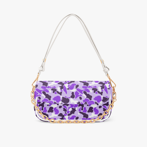 Bestseller Borsa da Sera Personalizzata con Stampa Camouflage Viola Pastello in Pelle PU con Catena Dorata e Tracolla a Nuvola per Regalo di Compleanno Donna - Product Image 1