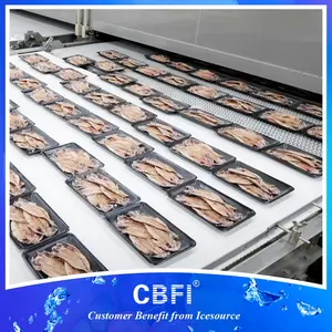 Harga pabrik makanan laut elektrik cumi-cumi IQF Tunnel pembeku cepat makanan beku mesin Frozen cepat
