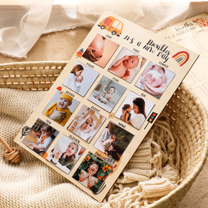 Cadre photo <span class=keywords><strong>en</strong></span> bois pour les étapes importantes du nouveau-né, affichage de photos de bébé, carte mensuelle commémorative de la croissance du nouveau-né - Vente chaude - Product Image 1
