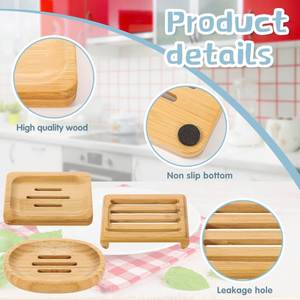 Wholesale Modern Natural Bamboo Soap Dish <b>Tray</b> Holder Bathroom Sets Eco-Friendly Easy to Clean - Product Image 3
