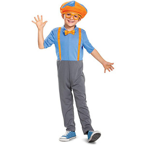 Disfraz de Blippi para niños, disfraz de cosplay, sombrero azul y naranja, gafas, tirantes, ropa para fiesta, edad de 5 a 7 años - Product Image 2