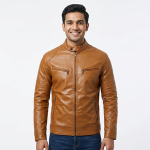 High Quality 100% Genuine <b>Leather</b> <b>Jacket</b> New Style Winter Outfit Hooded Stand Full Zipper Light Canvas Fabric <b>jacket</b> for <b>men</b> - Product Image 1