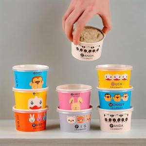Bol à soupe en papier jetable personnalisé gobelets en papier contenant pour aliments bol en papier pour crème glacée à emporter biologique avec couvercles - Product Image 2