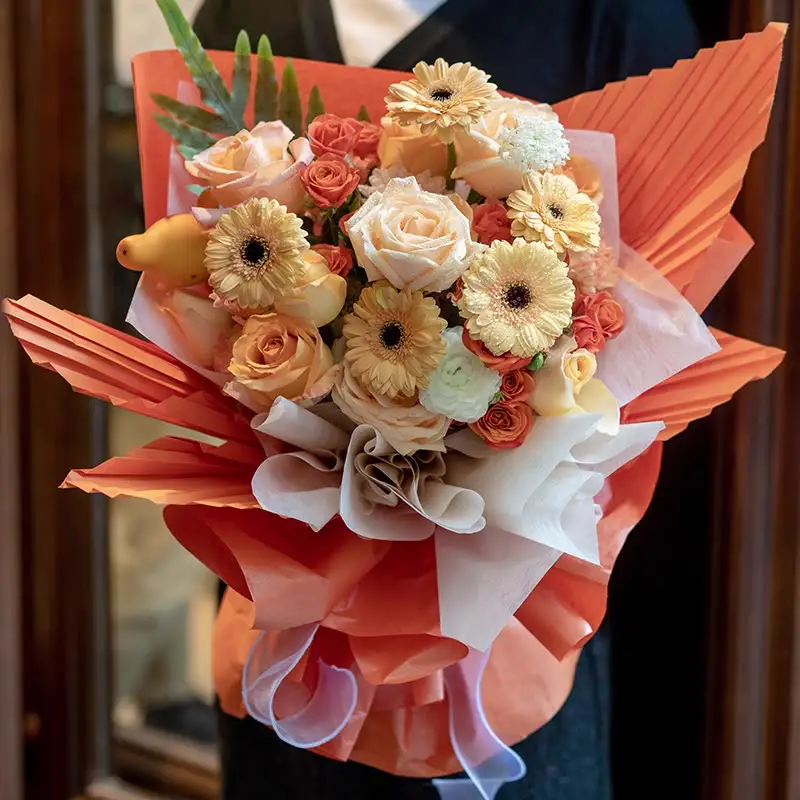 Umwelt freundliches Florist einfarbiges faltiges Krepp papier Frisches Blumenstrauß-Geschenk papier
