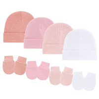 Conjunto de Gorro y Manoplas de Algodón para Recién Nacidos - Tela Transpirable, Múltiples Opciones de Color, Perfecto para Bebés