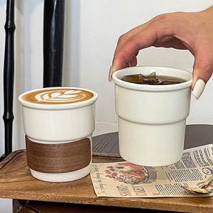 Customized 220ml Latte <b>Cup</b> Simple White <b>Ceramic</b> Coffee <b>Cup</b> Hot Cocoa Mug - Product Image 2
