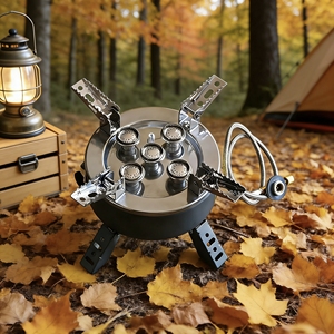 Réchaud portable à <span class=keywords><strong>butane</strong></span> léger et métallique à 5 brûleurs, avec support pliable et sac de rangement, idéal pour le <span class=keywords><strong>camping</strong></span>, les sorties en voiture et les événements en plein air - Product Image 4