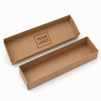 Boîte en carton ondulé kraft étroite et longue, écologique, avec logo personnalisé, emballage télescopique en deux parties, boîte cadeau pour bijoux, stylos, expédition