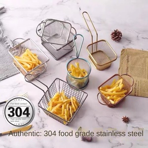 Cesta para aperitivos de acero inoxidable 304, contenedor de comida de Metal duradero, pollo frito, patatas fritas, té con leche, cocina, hoteles, restaurantes - Product Image 3