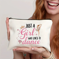 Pochette cosmétique personnalisée populaire en toile avec logo sérigraphié, fermeture éclair, sac de rangement pour filles, sac de danse de ballet en gelée