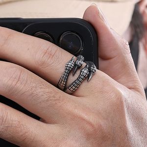 Acero inoxidable gótico Punk Biker joyería de acero inoxidable Vintage esqueleto dragón garras afiladas joyería anillo de dedo para hombres - Product Image 2