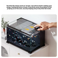 Aquarium carré en verre ultra-clair avec filtre arrière intégré, aquarium de bureau avec couvercle coulissant, vidange rapide, tailles personnalisables