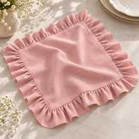 Serviettes de table en lin et coton à volants, couleur unie, résistantes aux taches, pour décoration de table de mariage style ferme, vente en gros