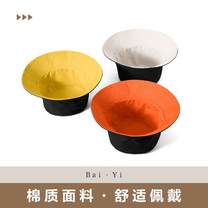 หมวกบักเก็ตผ้าแคนวาสแบบกลับด้านได้ หมวกกันแดดกลางแจ้งสำหรับทุกเพศ พร้อมสายรัดปรับได้สำหรับผู้ชายและผู้หญิง - Product Image 3