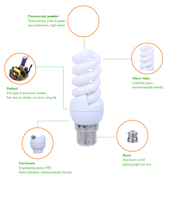 Ampoule à économie d'énergie en spirale T3 CFL B22 de haute qualité, grande puissance, 9W 11W, lumière du jour