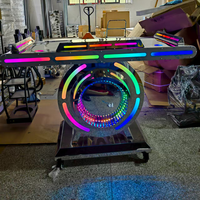 Starshining, suministros de fábrica, logotipo personalizado, acrílico, Metal, Led, cabina de mesa de DJ, soporte de exhibición de escritorio portátil, bastidores, bar, fiesta, salón