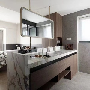 <span class=keywords><strong>Miroir</strong></span> de maquillage intelligent à LED Miroirs d'éclairage suspendus au plafond en acier inoxydable pour salle de bain - Product Image 3