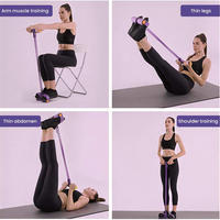 Bandas Elásticas de Ejercicio para Fitness en Interiores, Equipo de Gimnasio con 4 Tubos, Pedal para Tobillos, Cuerda de Tracción y Pedal de Tracción para Abdominales