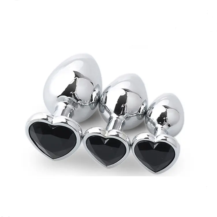 3Pcs Set Luxury Metal Butt Toys Heart Shaped Anal Trainer Jewel Butt Plug Kit S&M Adult Gay Anal Plugs Woman Men Sex Gifts