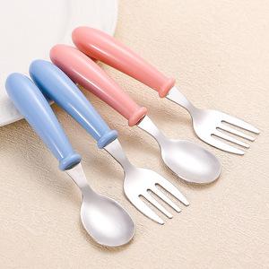 Fourchettes et cuillères en acier inoxydable 304 pour enfants, vaisselle portable pour la maternelle, ustensiles d'alimentation pour bébés, sans Bpa - Product Image 3
