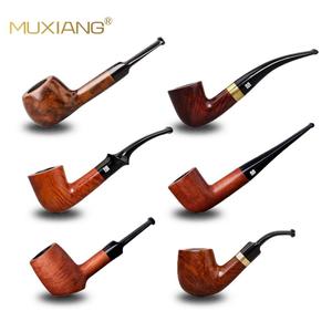 Muxiang Wooden Smoking Pipes Bent Type 9mm Filter Handcrafted Tobacco Pipe - Product Image 1