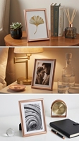 Cadre photo en métal sur mesure à bord étroit, style minimaliste, pour table, couleur or rose, fournisseur en gros