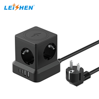 Adaptateur de voyage USB compact 9-en-1, chargeur sans fil type UE, 4 prises CA, multiprise cube avec obturateur de sécurité enfant, charge 9 appareils