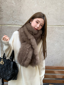 Écharpe longue <span class=keywords><strong>en</strong></span> <span class=keywords><strong>fourrure</strong></span> de renard double face de 170 cm, style influenceur, luxueuse, motif uni, chaude et polyvalente pour femme, cache-cou <span class=keywords><strong>en</strong></span> vraie <span class=keywords><strong>fourrure</strong></span> pour l'hiver - Product Image 2