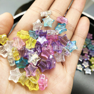 Cuentas acrílicas transparentes de estrella de cinco puntas de colores, cuentas dispersas de imitación de cristal para niños, fabricación de collares DIY - Product Image 3