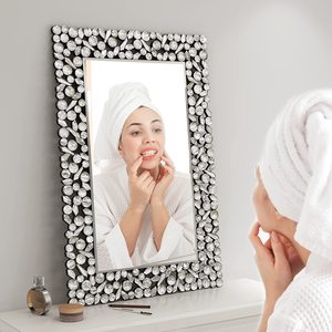 <span class=keywords><strong>Miroir</strong></span> <span class=keywords><strong>mural</strong></span> décoratif rectangulaire en mosaïque argentée, <span class=keywords><strong>grand</strong></span> <span class=keywords><strong>miroir</strong></span> <span class=keywords><strong>mural</strong></span> antique vénitien pour les entrées, le salon, la salle de bain - Product Image 5